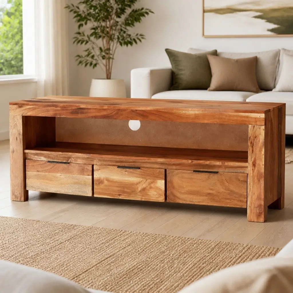 Acacia Wood TV Cabinet 110x30x40 cm
