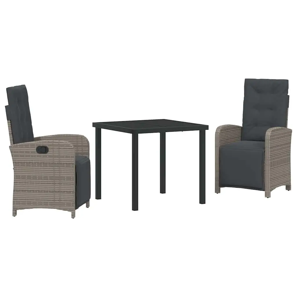 Outdoor Garden Dining Set Grey Poly Rattan 3 Piece