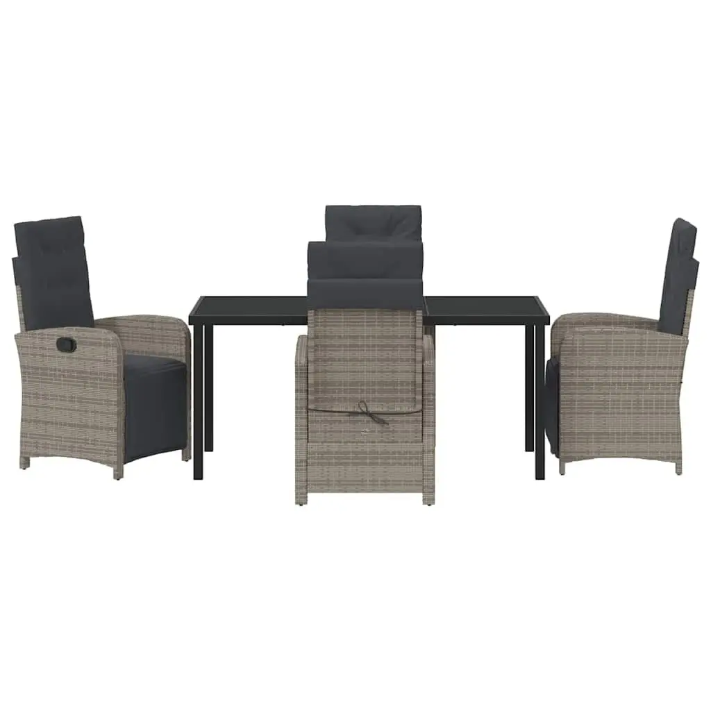 Garden Dining Set Grey Poly Rattan Outdoor Furniture 5 Piece with Cushions