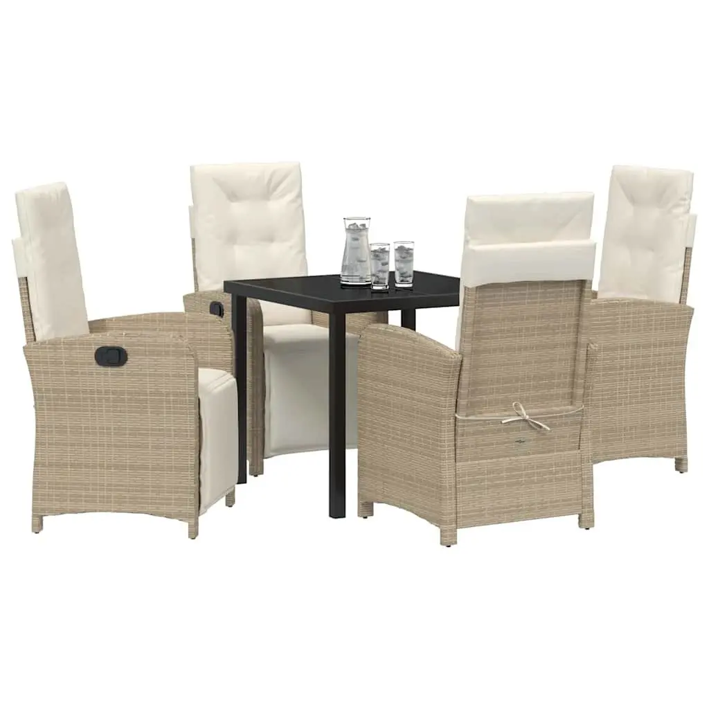 Garden Dining Set Poly Rattan 5 Piece Outdoor Furniture Beige