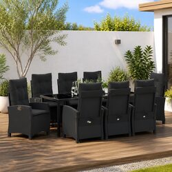 Friendly 9-Piece Outdoor Dining Set with Glass Table
