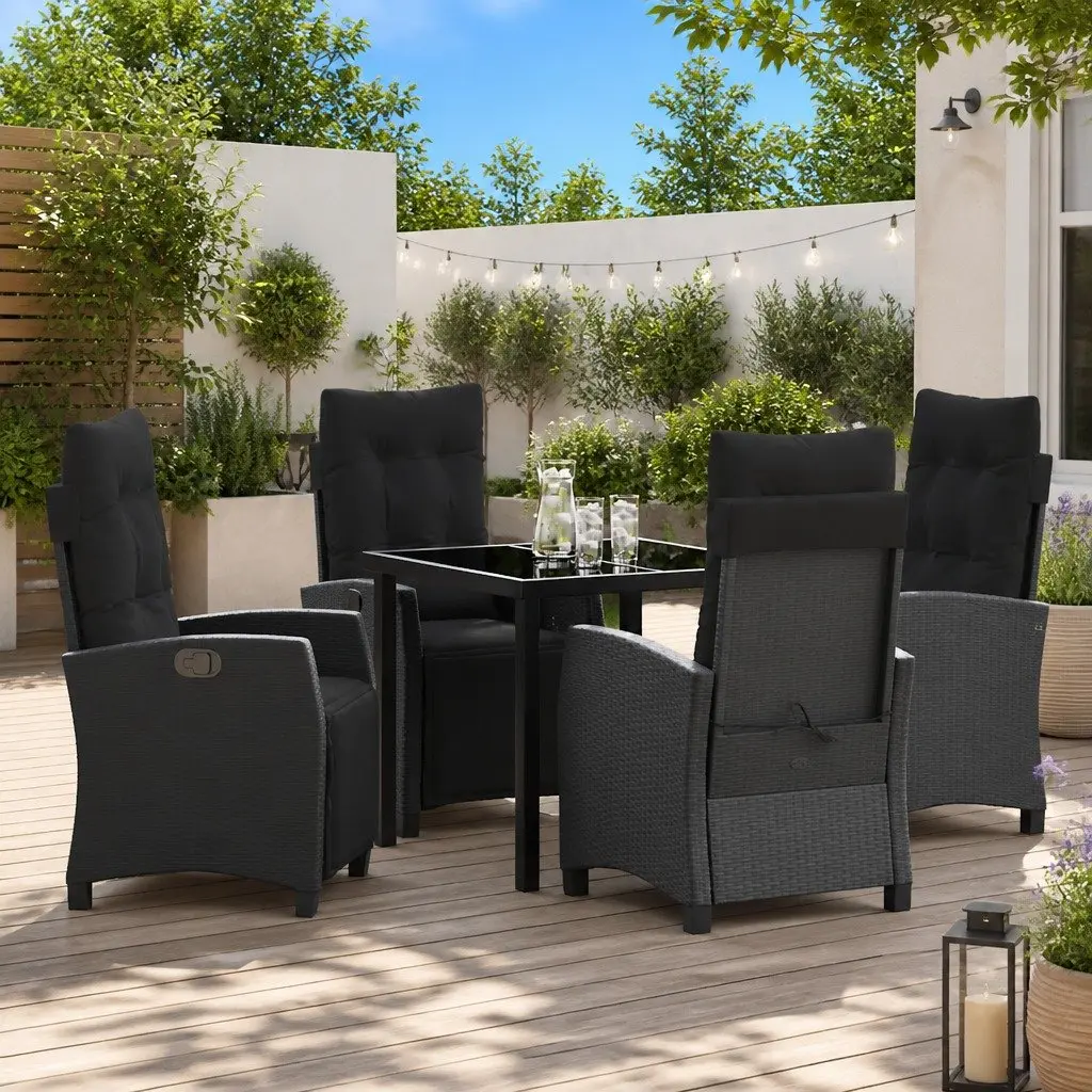 Garden Dining Set Modern 5 Piece Outdoor Furniture Poly Rattan Table with Cushions