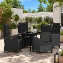 Garden Dining Set 5 Piece Outdoor Furniture Poly Rattan Table Chairs Cushions