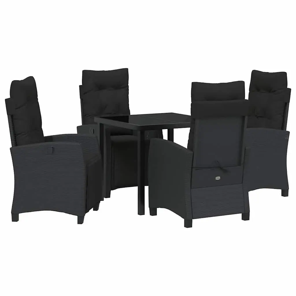 Garden Dining Set Modern 5 Piece Outdoor Furniture Poly Rattan Table with Cushions