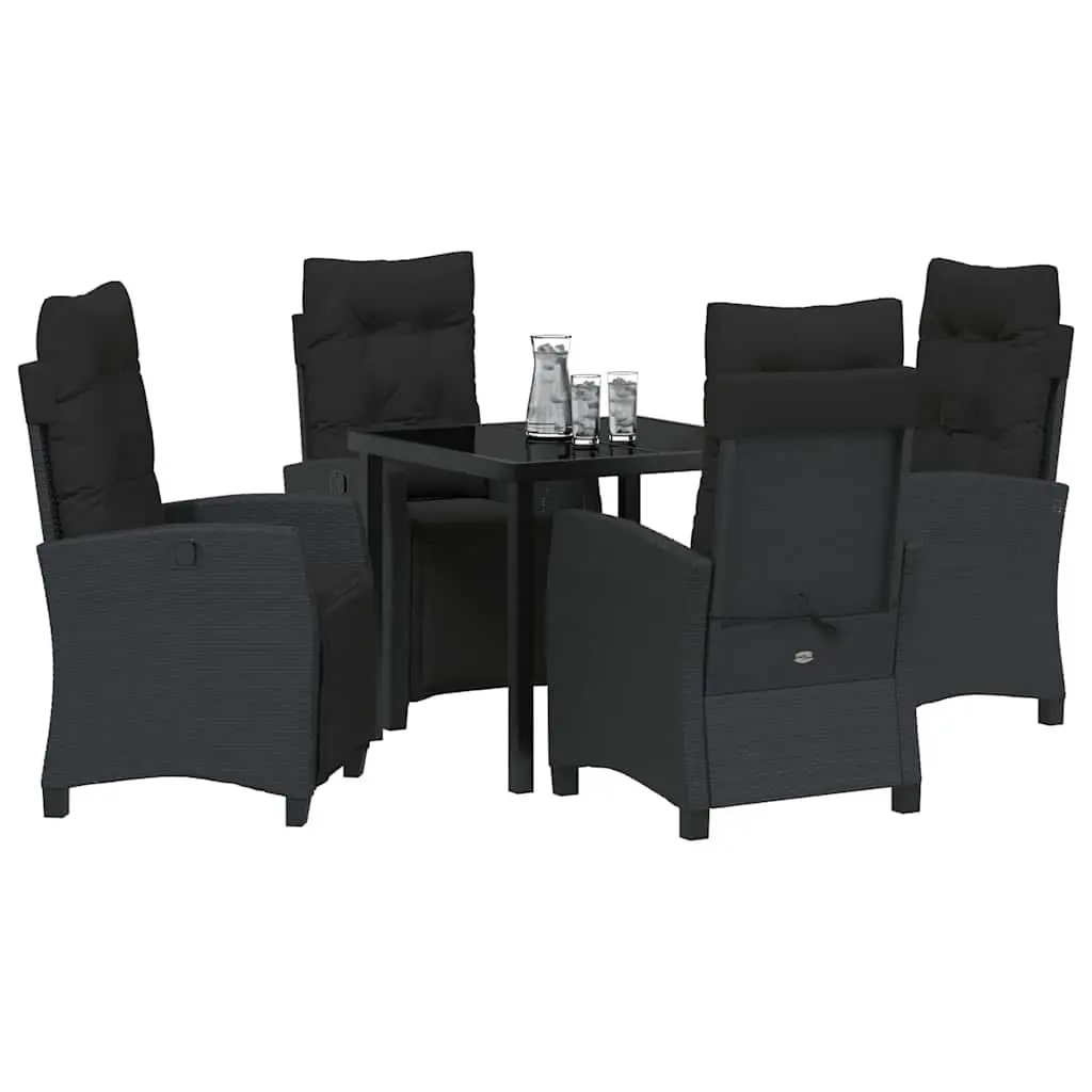 Garden Dining Set Modern 5 Piece Outdoor Furniture Poly Rattan Table with Cushions