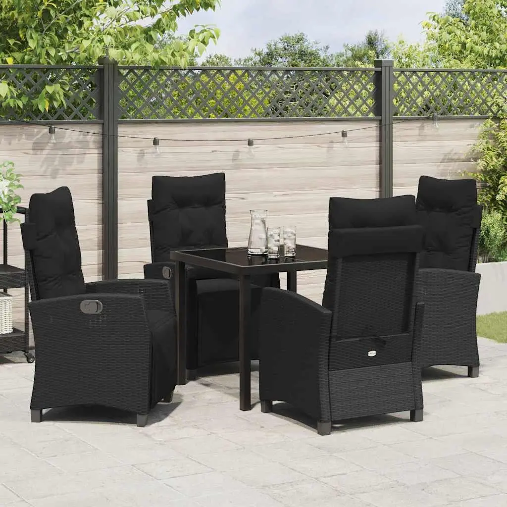 Garden Dining Set Modern 5 Piece Outdoor Furniture Poly Rattan Table with Cushions