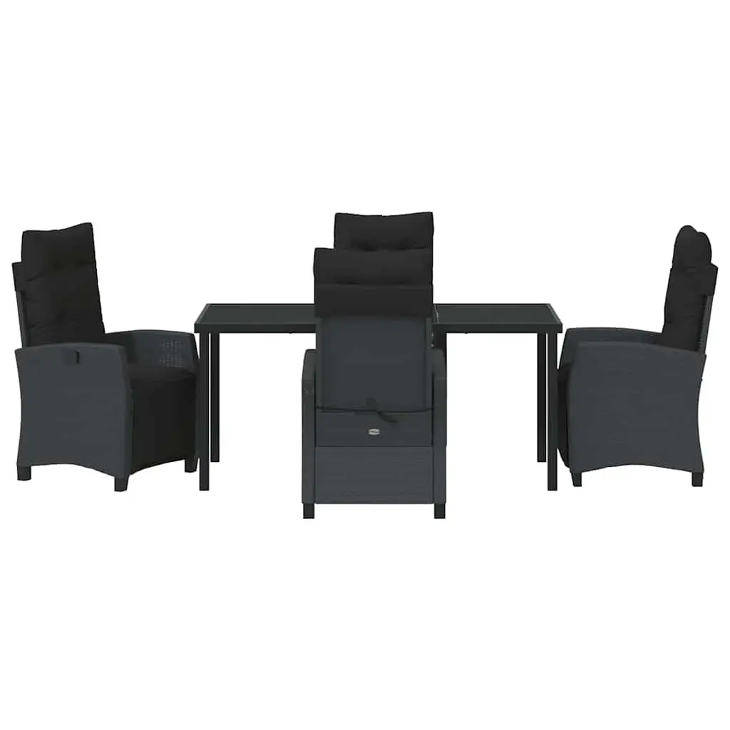 Garden Dining Set 5 Piece Outdoor Furniture Black Poly Rattan Table Chairs