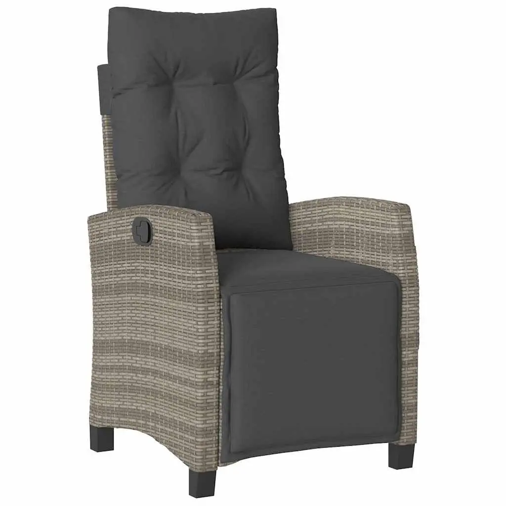Outdoor Furniture Dining Set Grey 5 Piece Poly Rattan Table with Glass Top and Chairs with Armrests