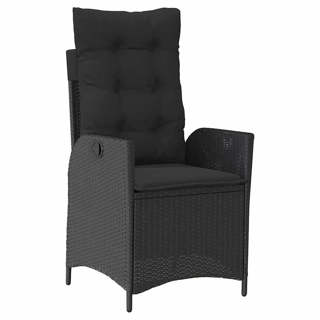 Outdoor Dining Set Modern 5 Piece Black Poly Rattan Patio Furniture