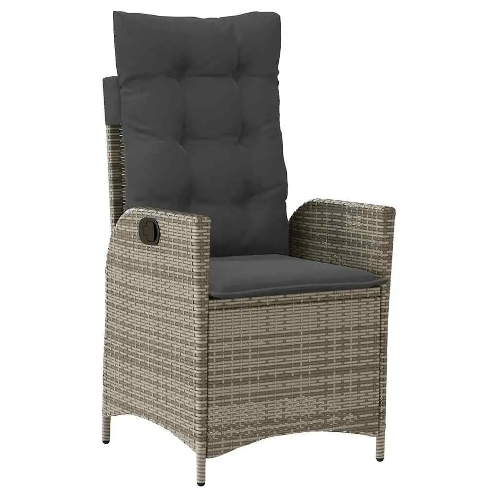 Garden Dining Set Grey Poly Rattan 5 Pieces Patio Furniture with Glass Tabletop