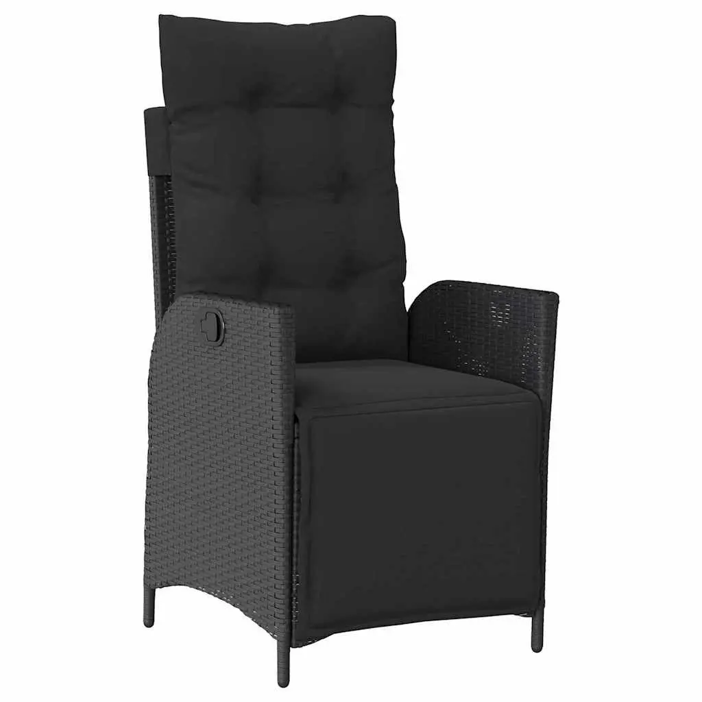Outdoor Garden Dining Set 5 Piece Black Poly Rattan Patio Furniture with
