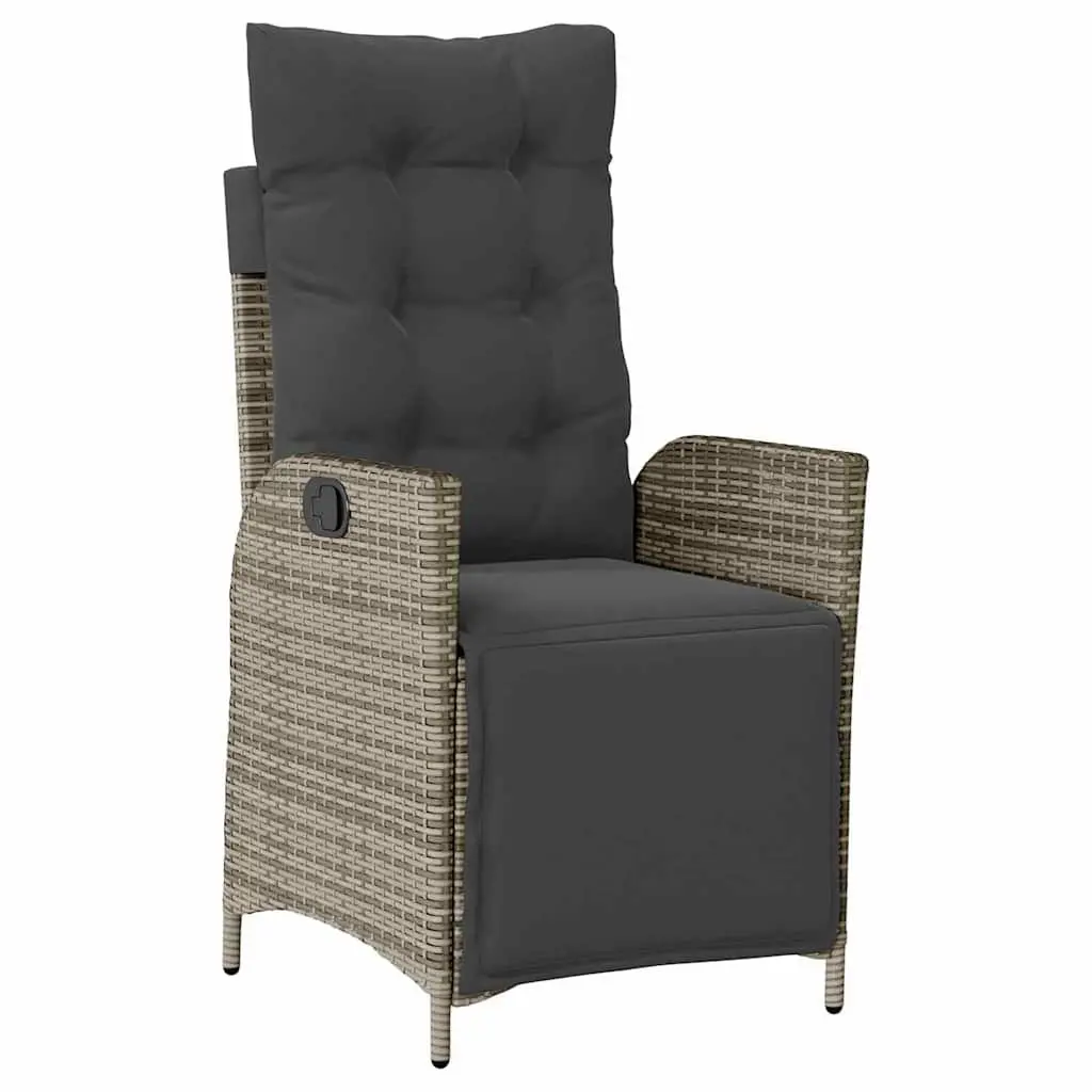Garden Dining Set Rectangular Grey Poly Rattan 3 Piece Outdoor Furniture