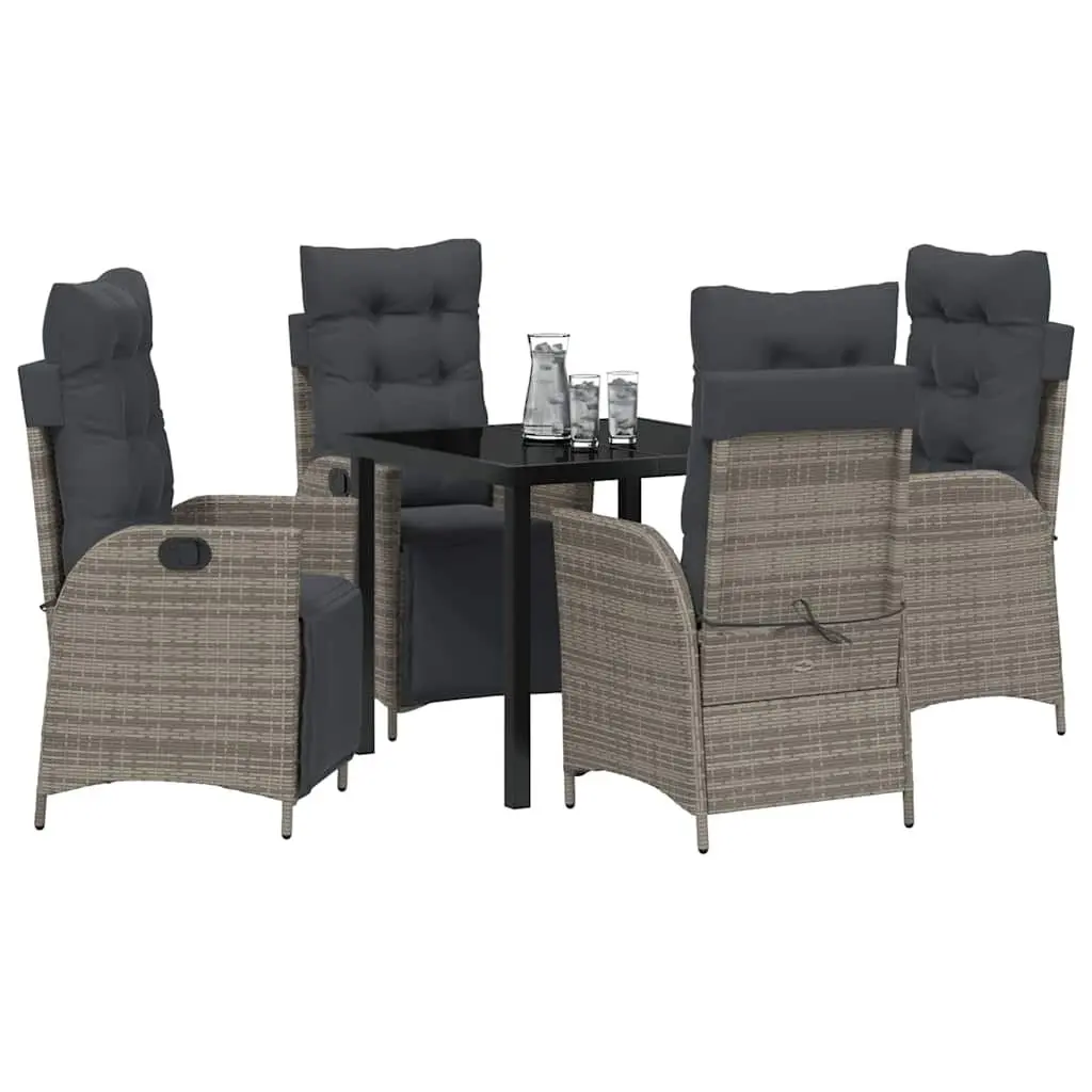 Garden Dining Set Rectangular Poly Rattan 5 Piece Outdoor Furniture