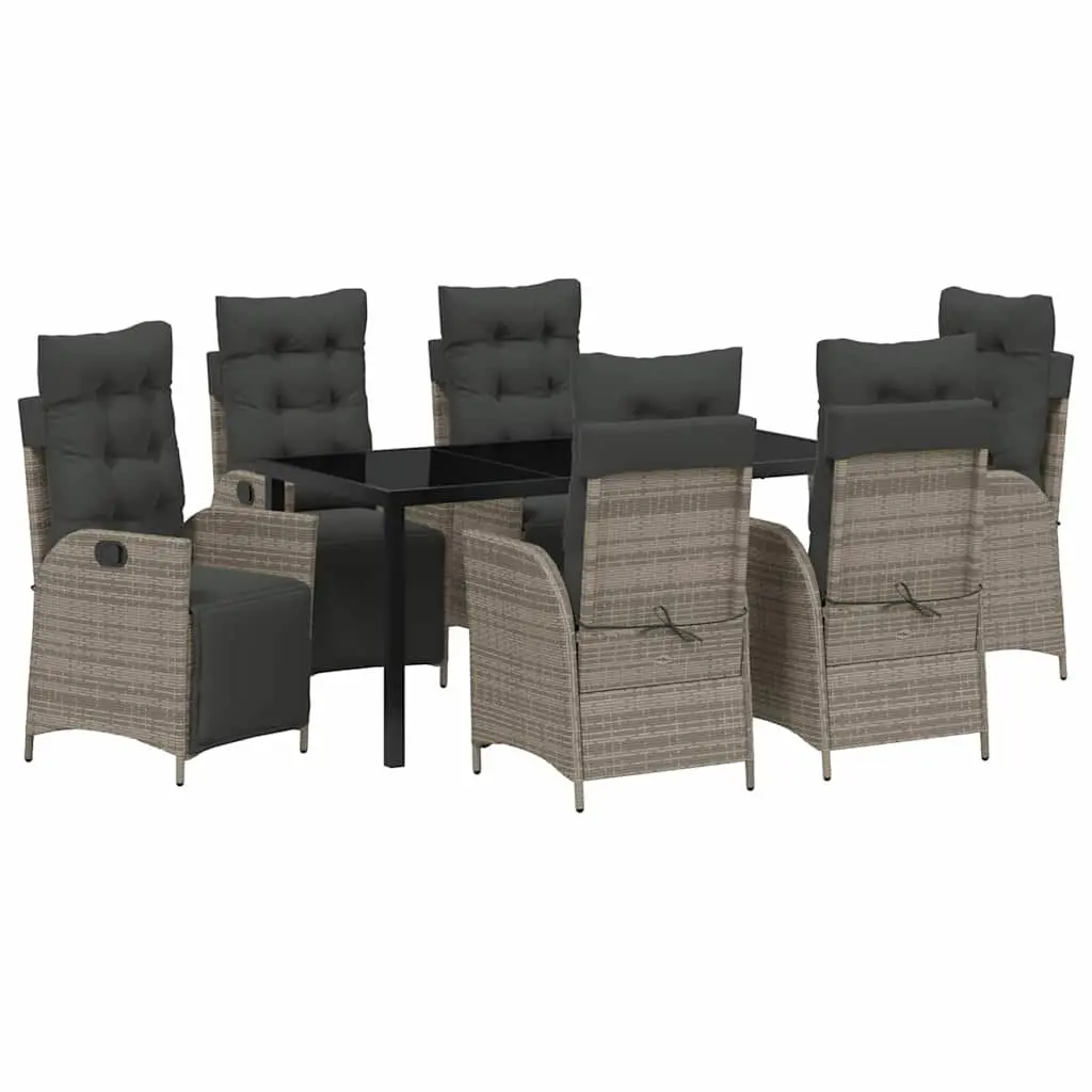 Garden Dining Set Grey Poly Rattan 7 Piece Rectangular Table