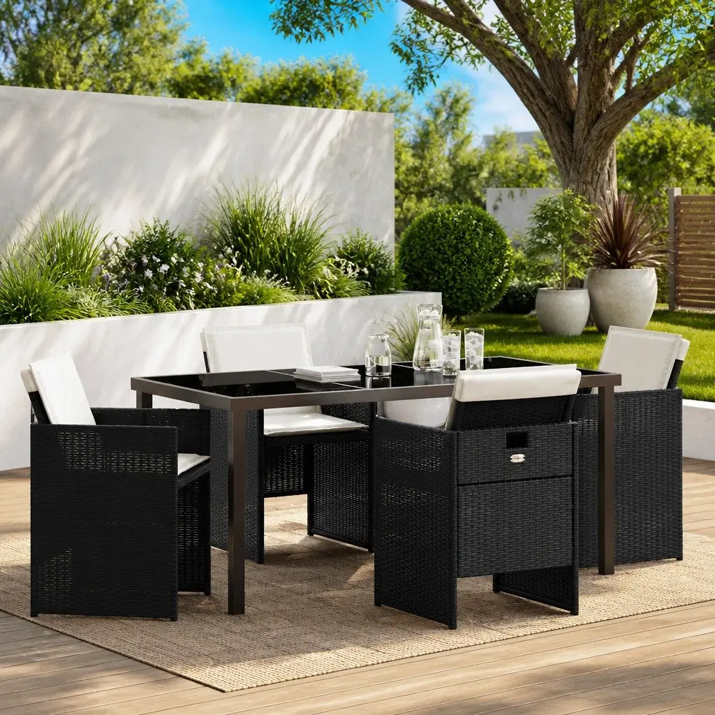 5-Piece Black Outdoor Dining Set