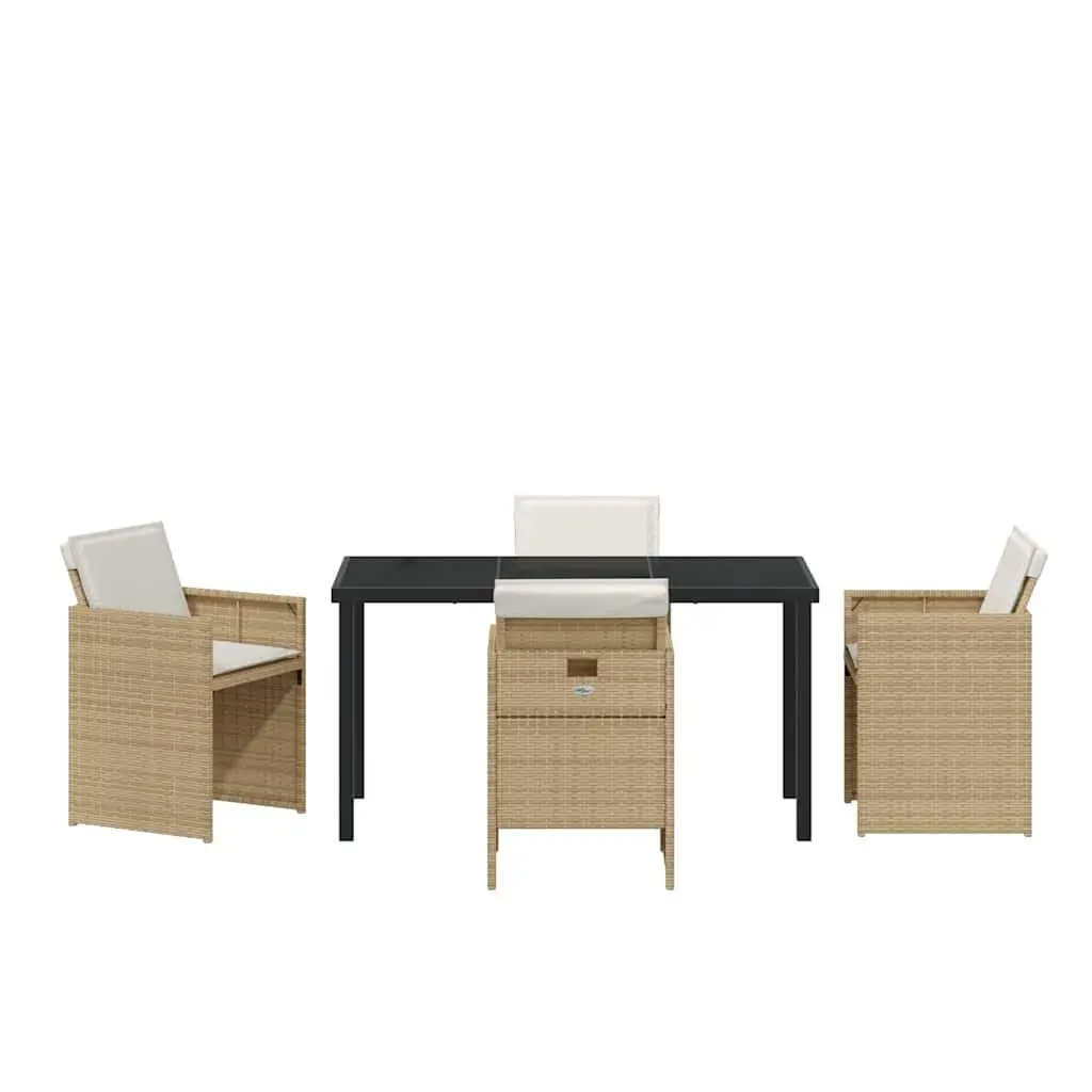Outdoor Dining Set 5 Piece Beige Poly Rattan Garden Furniture Patio Table Chairs
