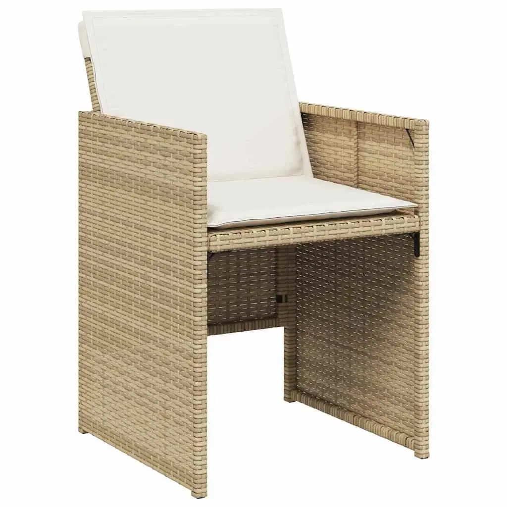Outdoor Furniture Dining Set 5 Pieces Poly Rattan Beige Table and Chairs