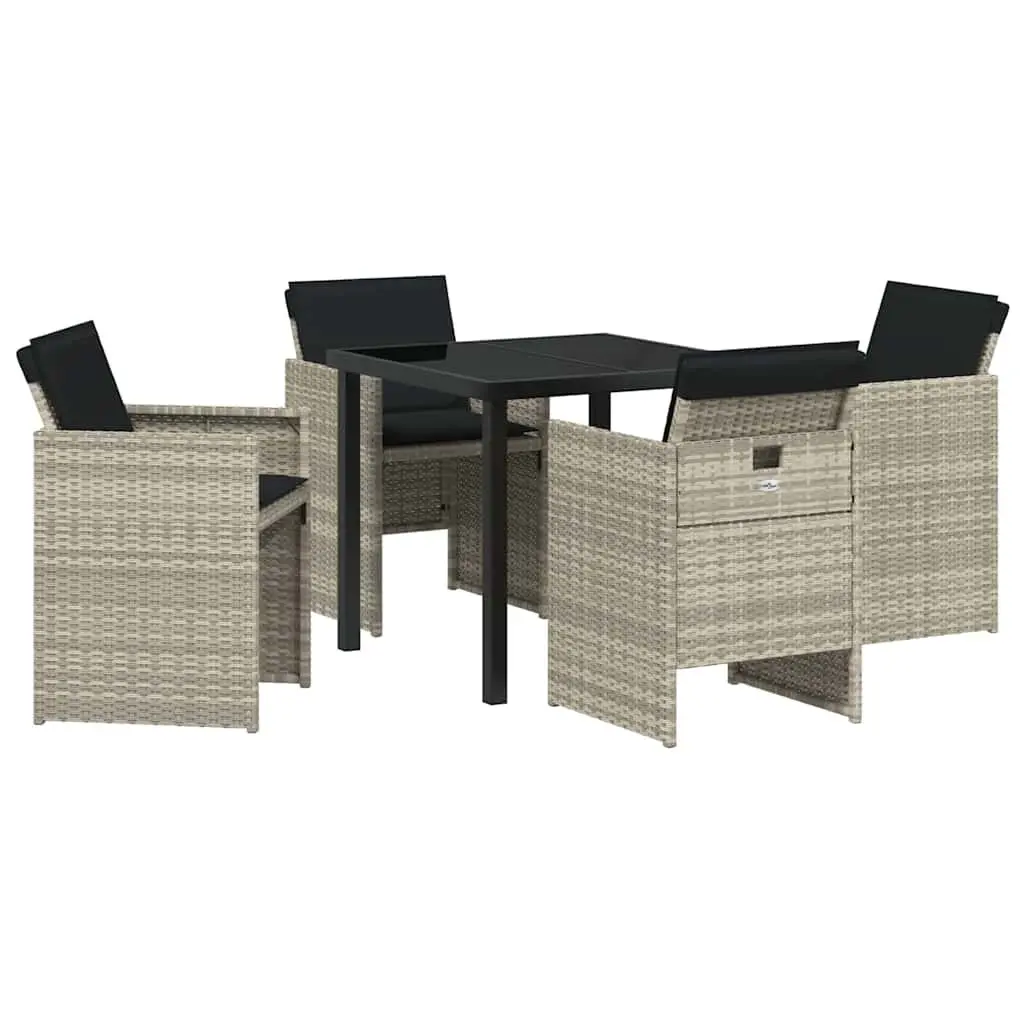 Garden Dining Set 5 Pieces Light Grey Outdoor Furniture Table Chairs Patio