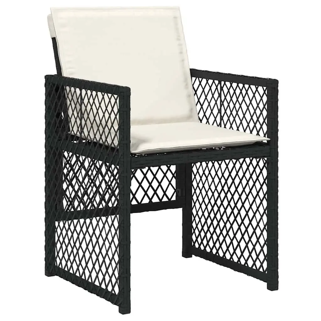 Outdoor Dining Set Modern 5-Piece Black Poly Rattan Furniture with Tempered Glass Tabletop and Steel Frame for Garden Patio Terrace