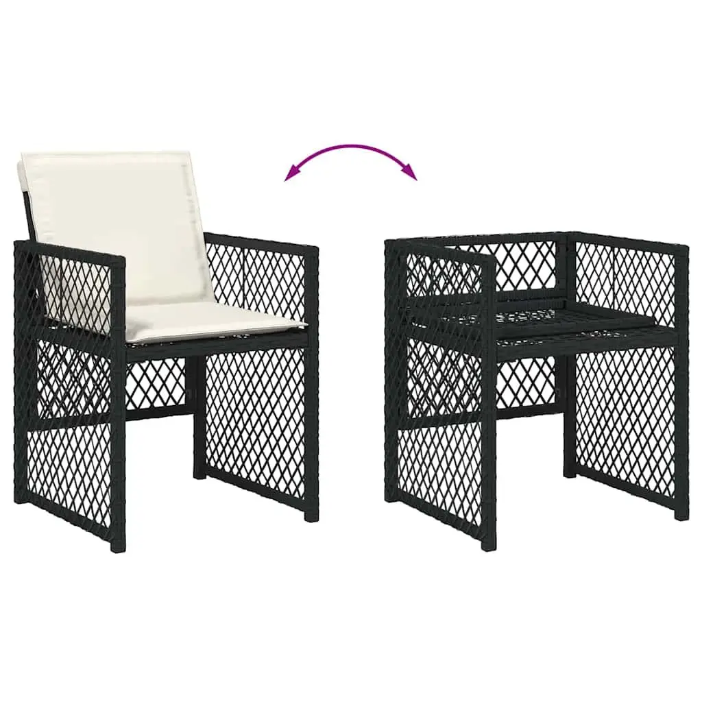 Outdoor Dining Set Modern 5-Piece Black Poly Rattan Furniture with Tempered Glass Tabletop and Steel Frame for Garden Patio Terrace