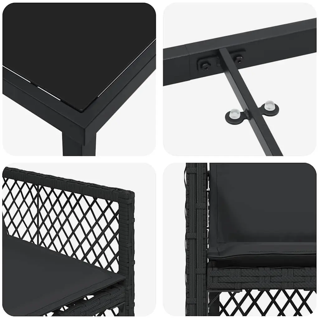 Outdoor Dining Set Modern 5 Piece Black Poly Rattan Garden Furniture Table Chairs