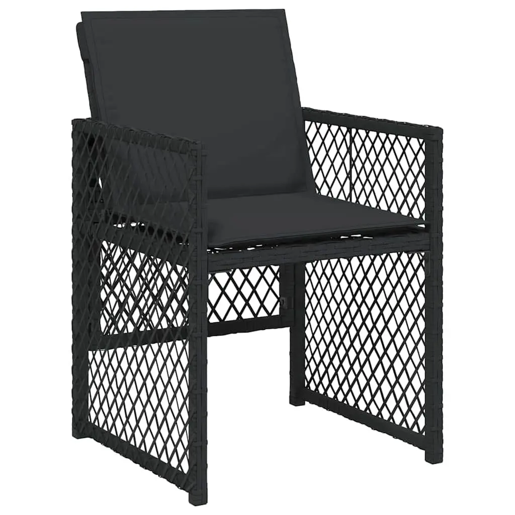 Outdoor Dining Set Black Poly Rattan 5 Pieces Tempered Glass