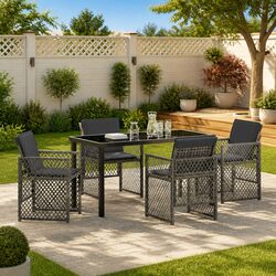 Friendly 5-Piece Grey Garden Dining Set for You