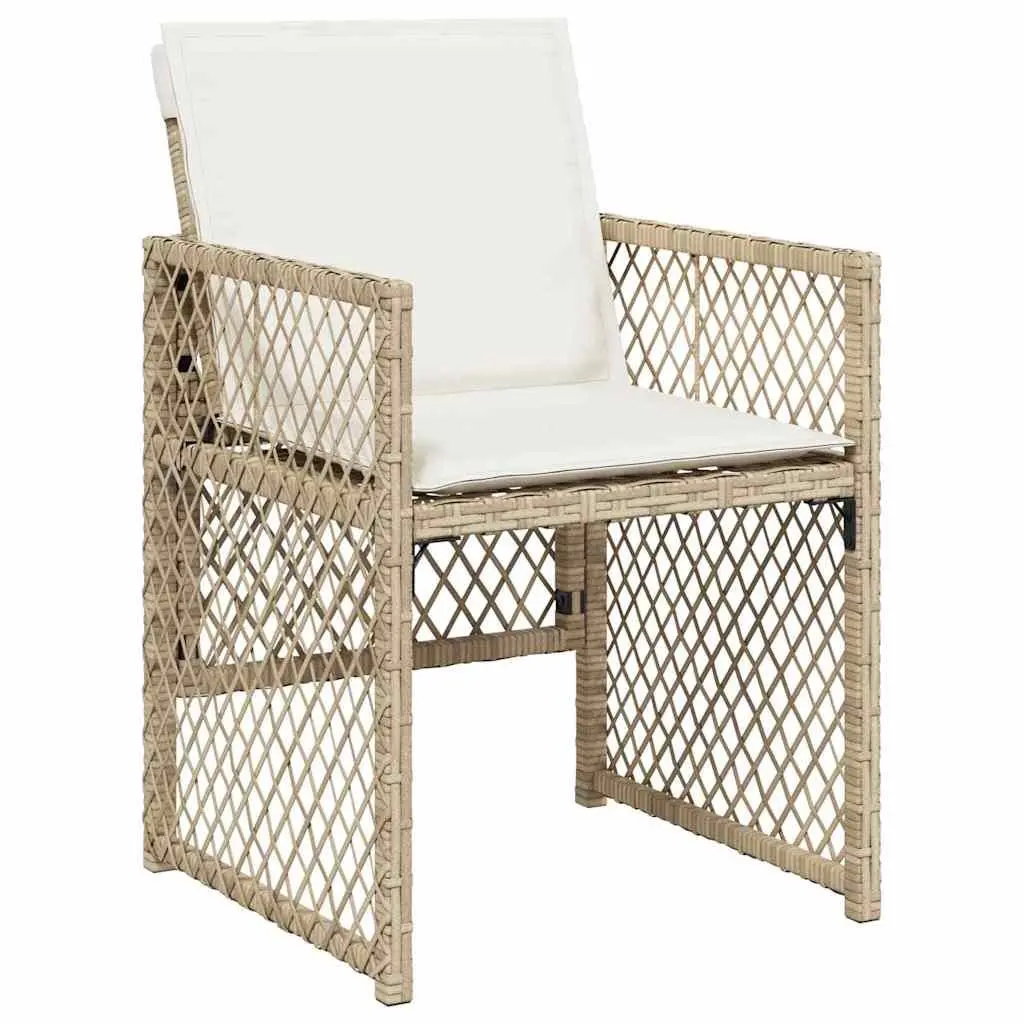 Garden Dining Set Modern Minimalist 5 Piece Outdoor Furniture Poly Rattan Beige Tempered Glass