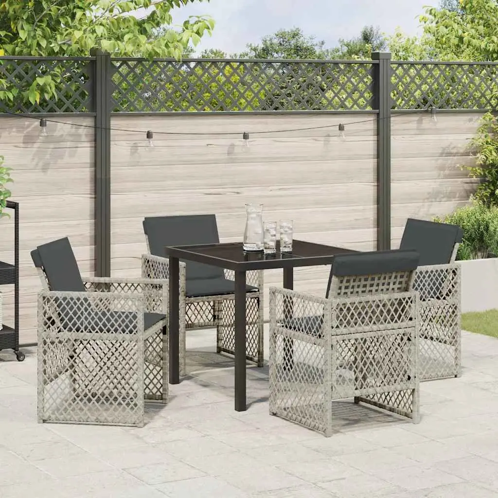 Garden Dining Set Modern Light Grey 5 Pieces Outdoor Furniture Patio Table Chairs