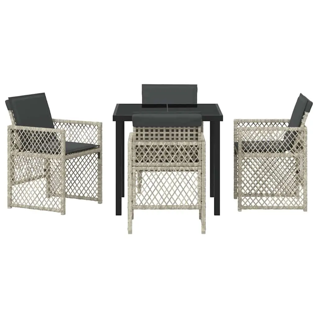 Garden Dining Set Modern Light Grey 5 Pieces Outdoor Furniture Patio Table Chairs