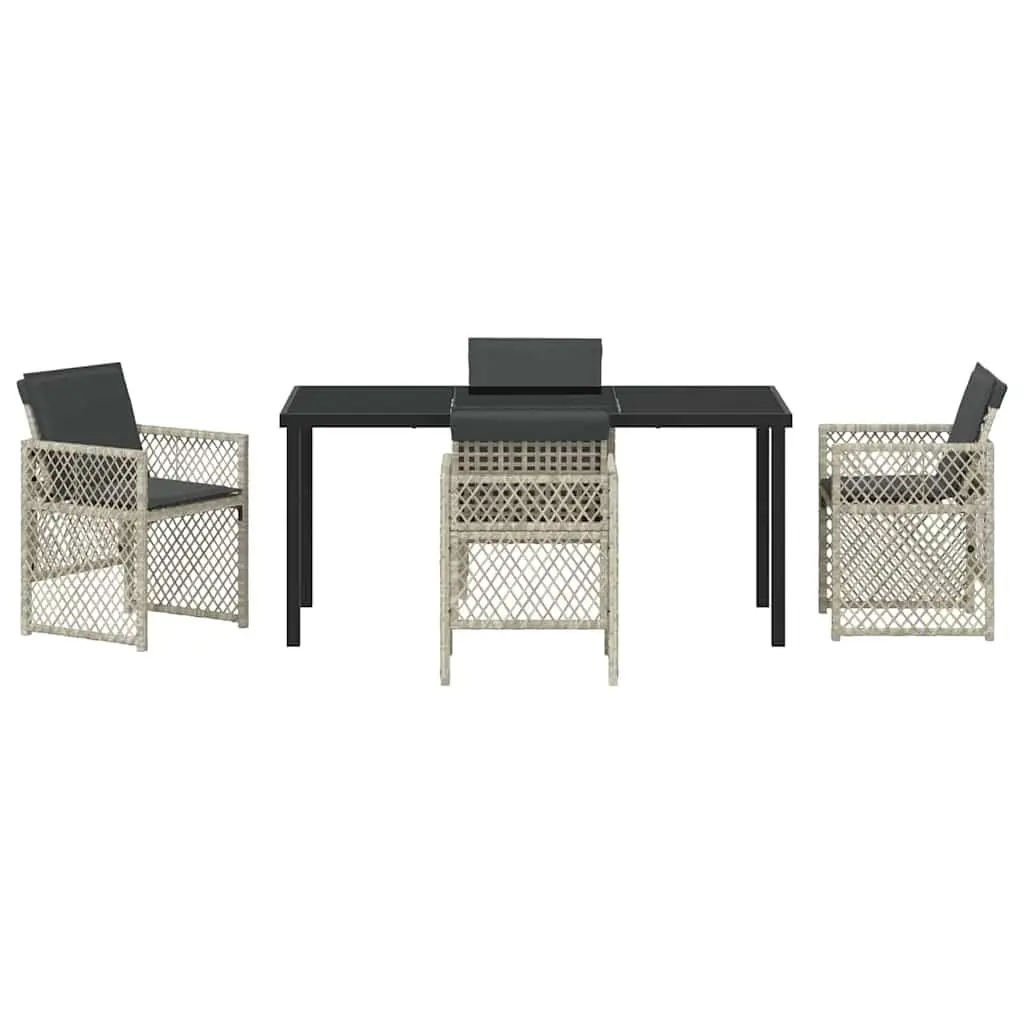 Garden Dining Set Light Grey 5 Pieces Outdoor Furniture Poly Rattan Patio Table