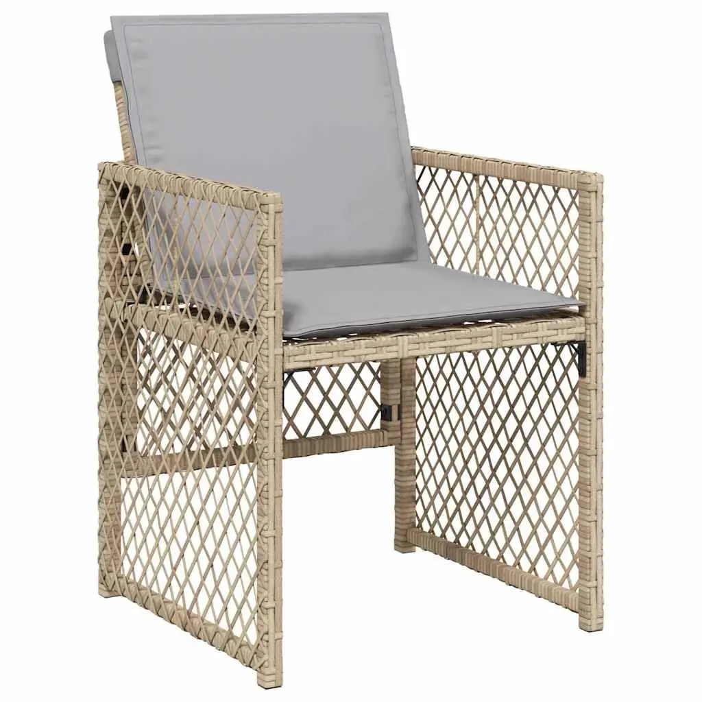 Garden Dining Set Modern Outdoor Furniture 5 Pieces Beige Poly Rattan Table Chairs