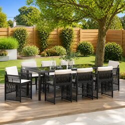 Friendly 9-Piece Garden Dining Set with Comfortable Cushions