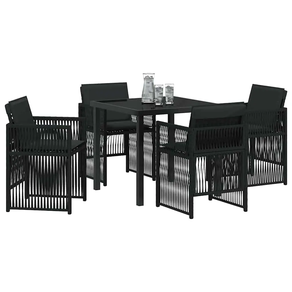 Garden Dining Set Black Steel 5 Piece Outdoor Furniture Patio Chairs Table