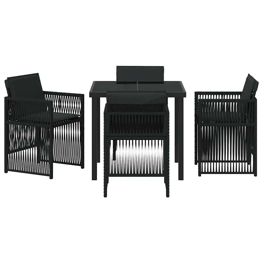 Garden Dining Set Black Steel 5 Piece Outdoor Furniture Patio Chairs Table