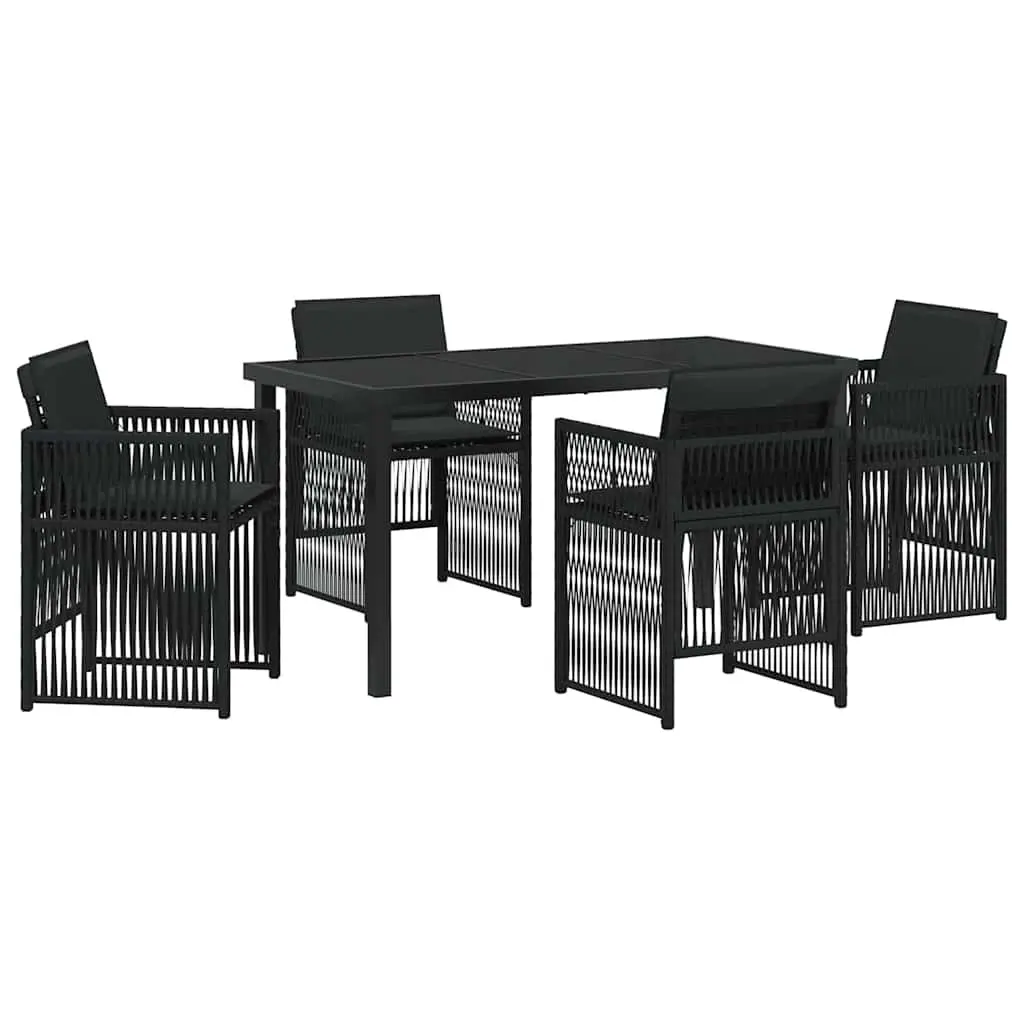 Garden Dining Set Modern 5 Piece Black Steel Outdoor Furniture Patio Table Chairs