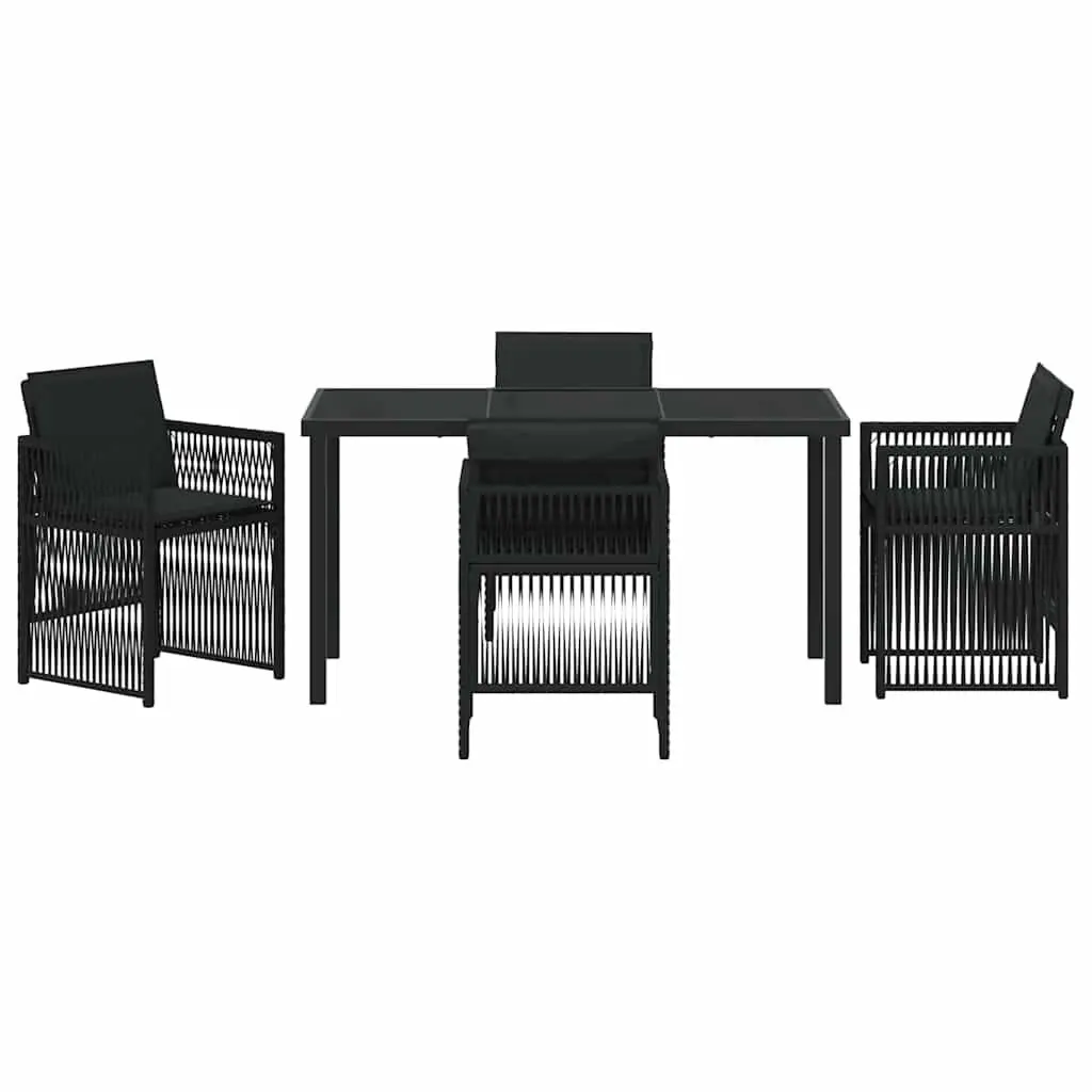 Garden Dining Set Modern 5 Piece Black Steel Outdoor Furniture Patio Table Chairs