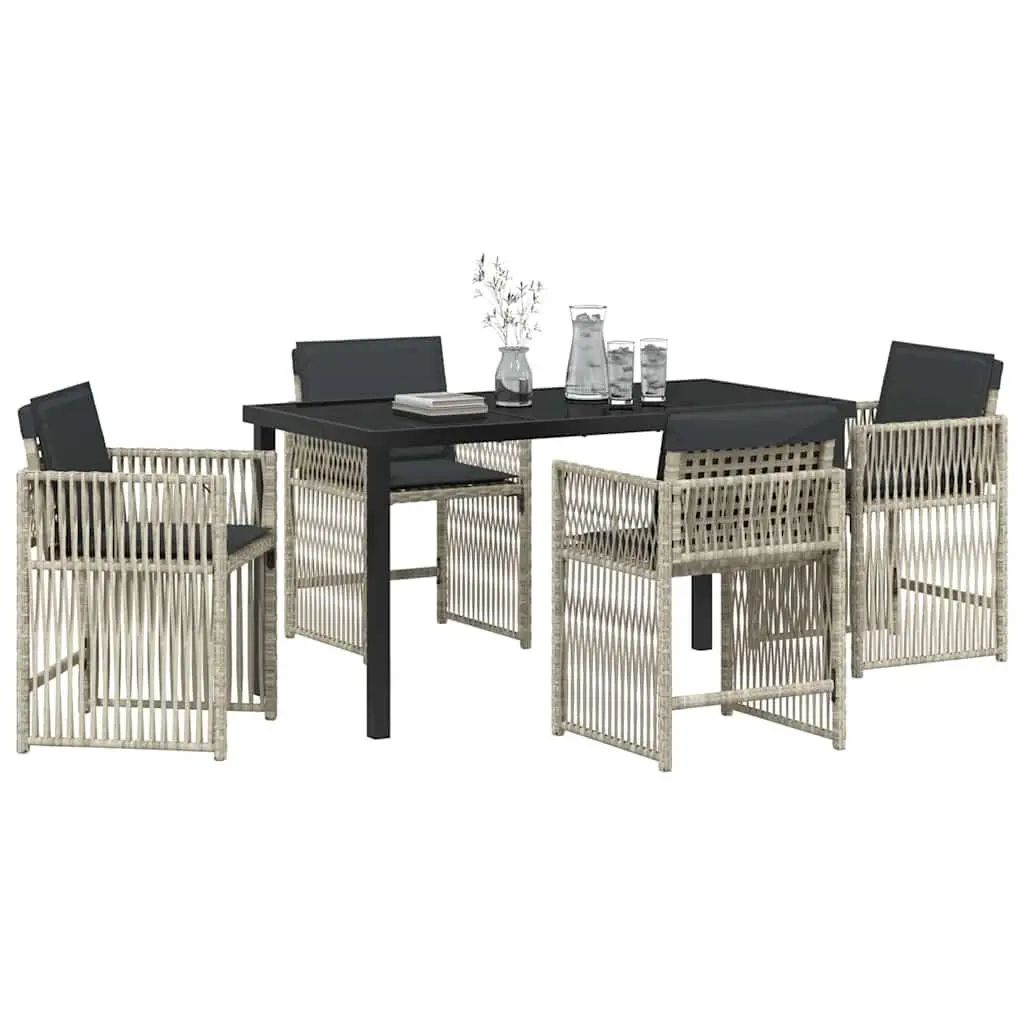 Garden Dining Set Light Grey Steel Frame 5 Piece Outdoor Furniture Patio Seating