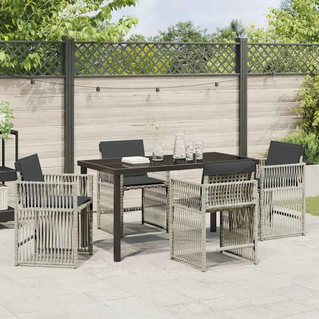 Garden Dining Set Light Grey Steel Frame 5 Piece Outdoor Furniture Patio Seating