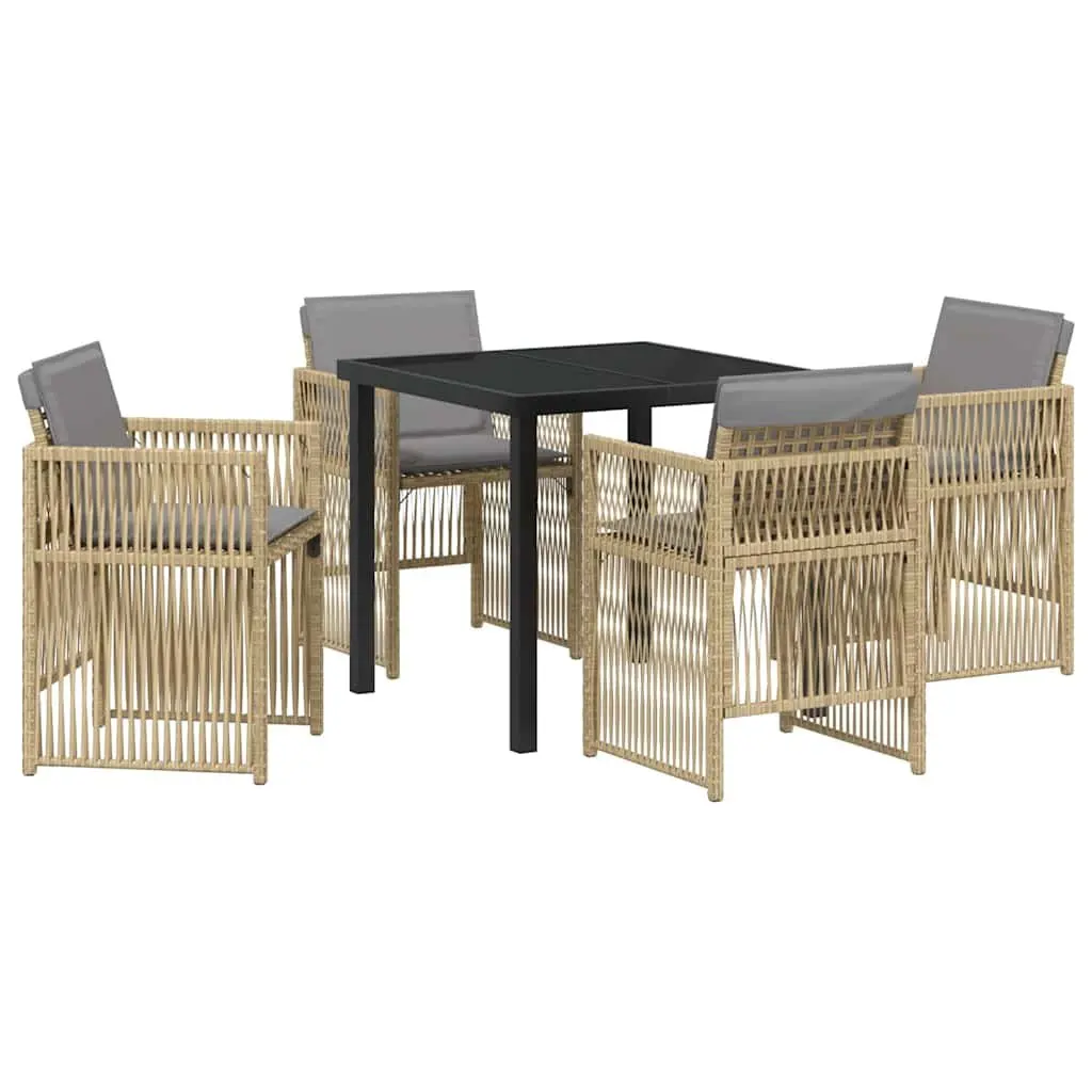 Garden Dining Set Modern Outdoor Furniture 5 Piece Beige Steel Frame