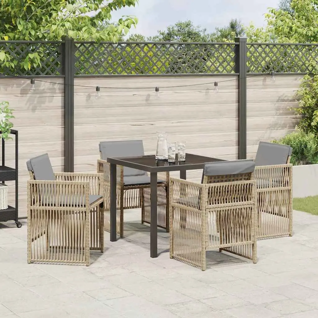 Garden Dining Set Modern Outdoor Furniture 5 Piece Beige Steel Frame