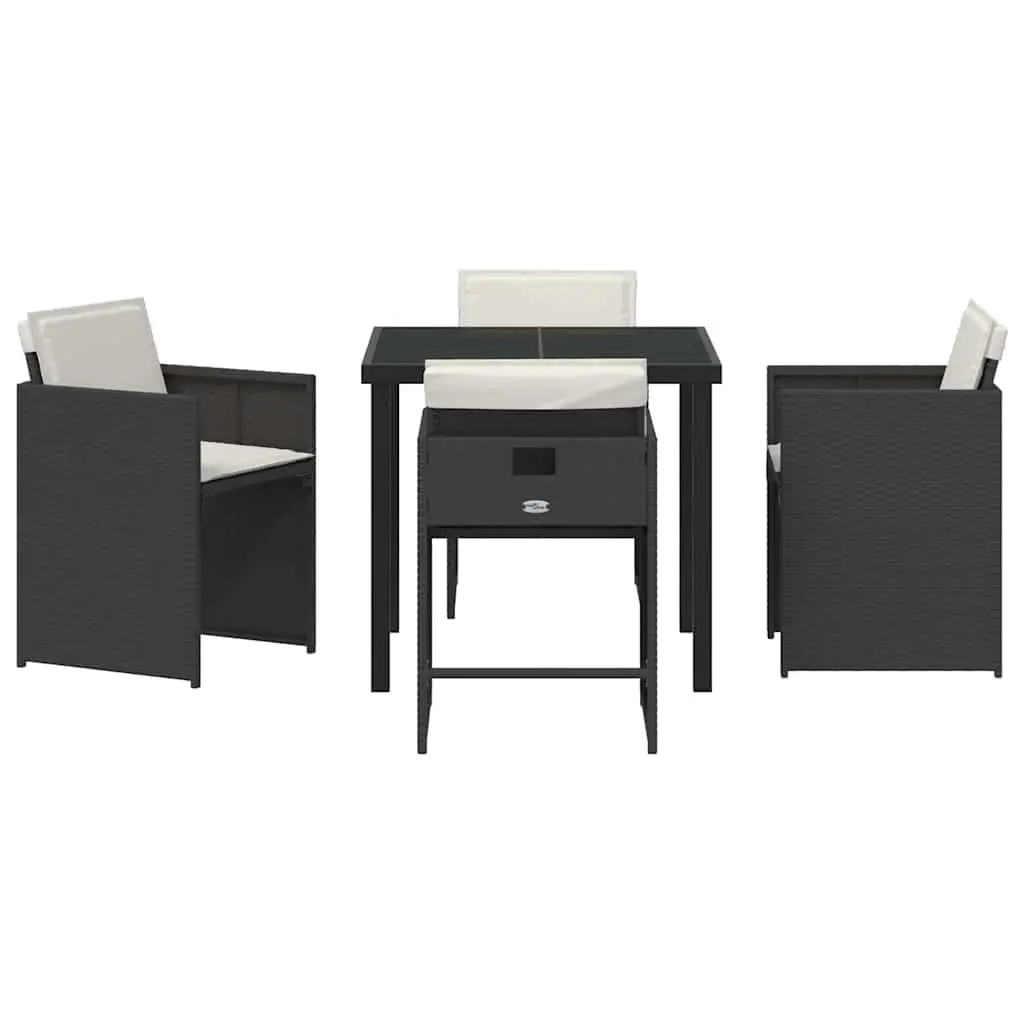 Outdoor Dining Set Black Poly Rattan 5 Pieces Garden Furniture Patio Table
