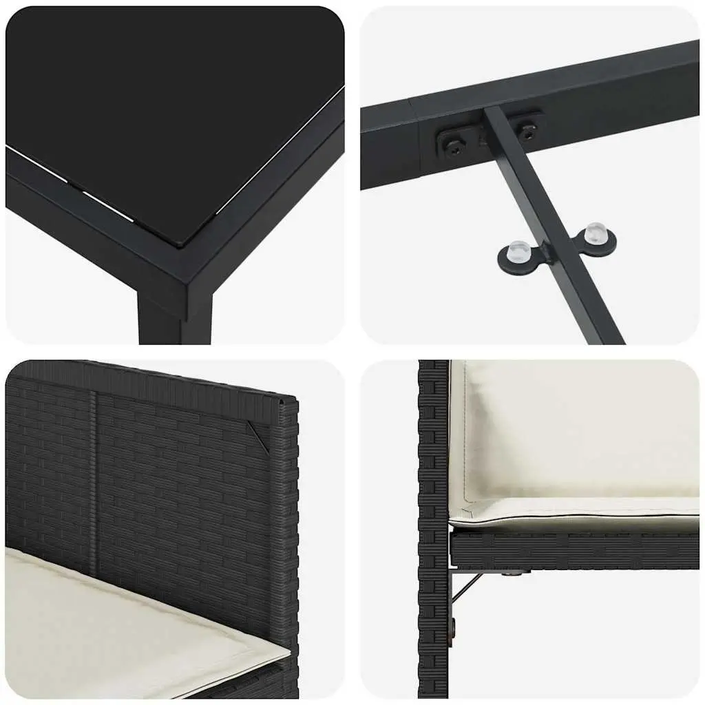 Outdoor Dining Set Black Poly Rattan 5 Pieces Garden Furniture Patio Table