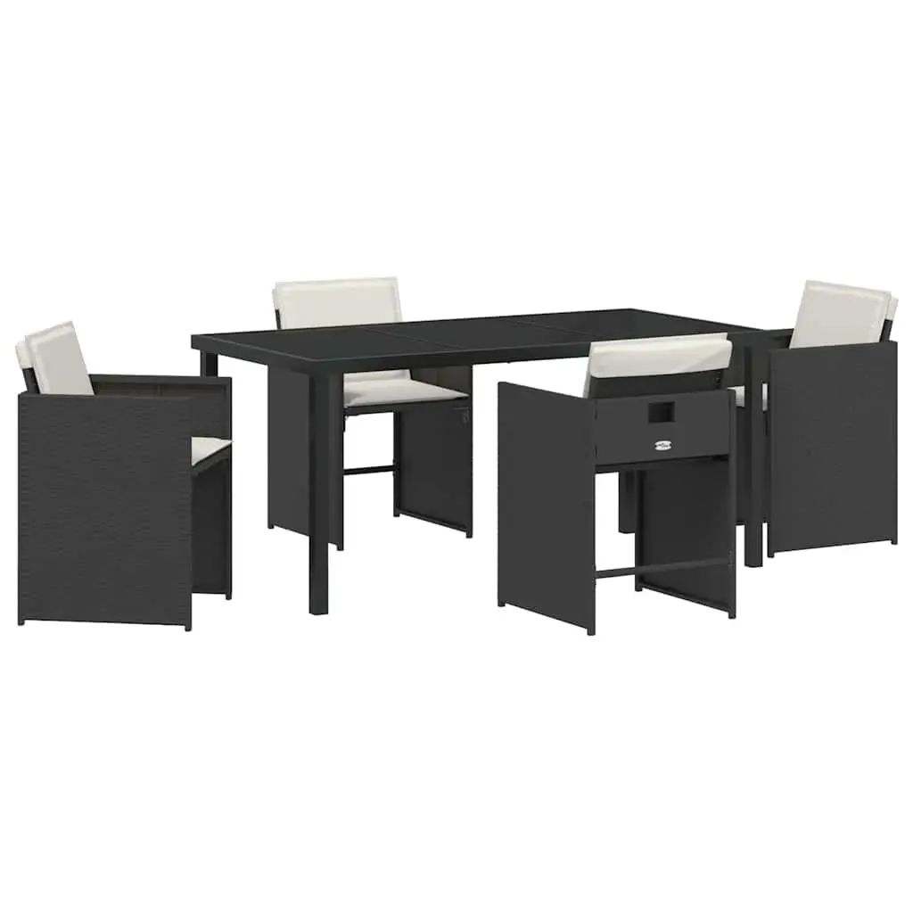 Garden Dining Set Poly Rattan 5 Piece Outdoor Furniture Black Table Chairs