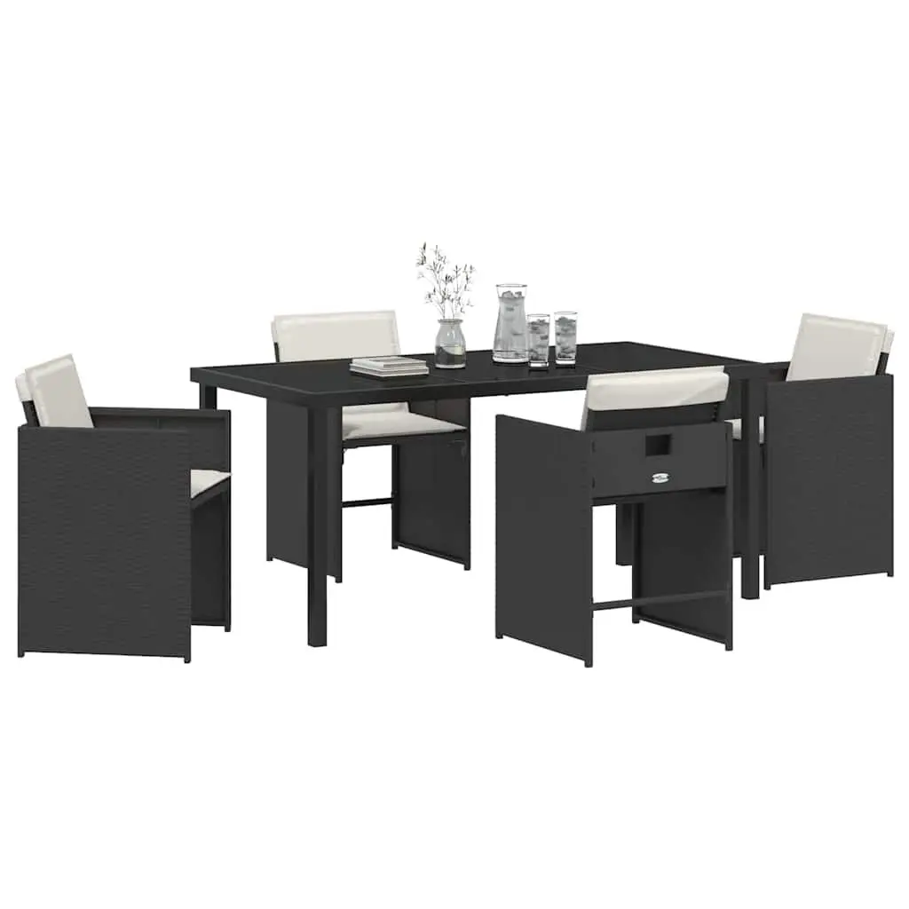 Garden Dining Set Poly Rattan 5 Piece Outdoor Furniture Black Table Chairs