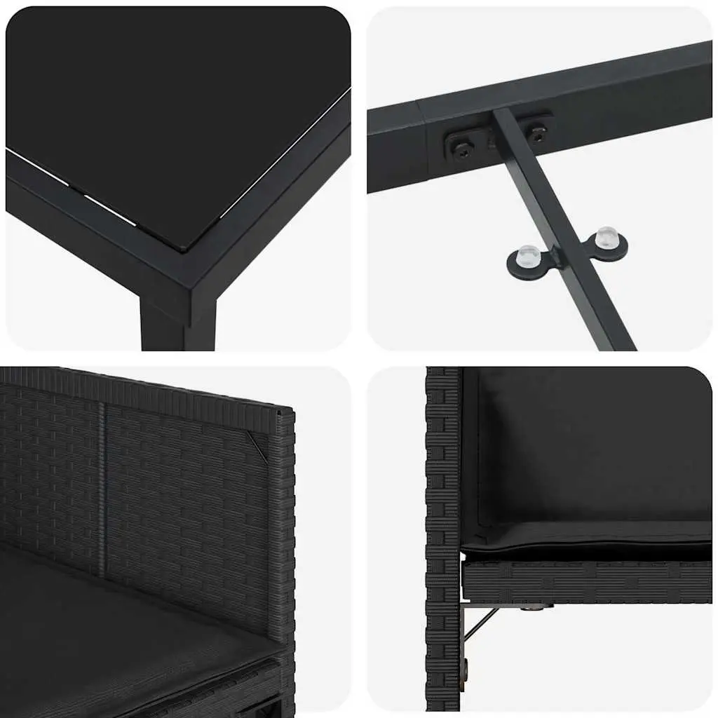 Garden Dining Set Modern 5 Piece Outdoor Furniture Black Poly Rattan Table Chairs