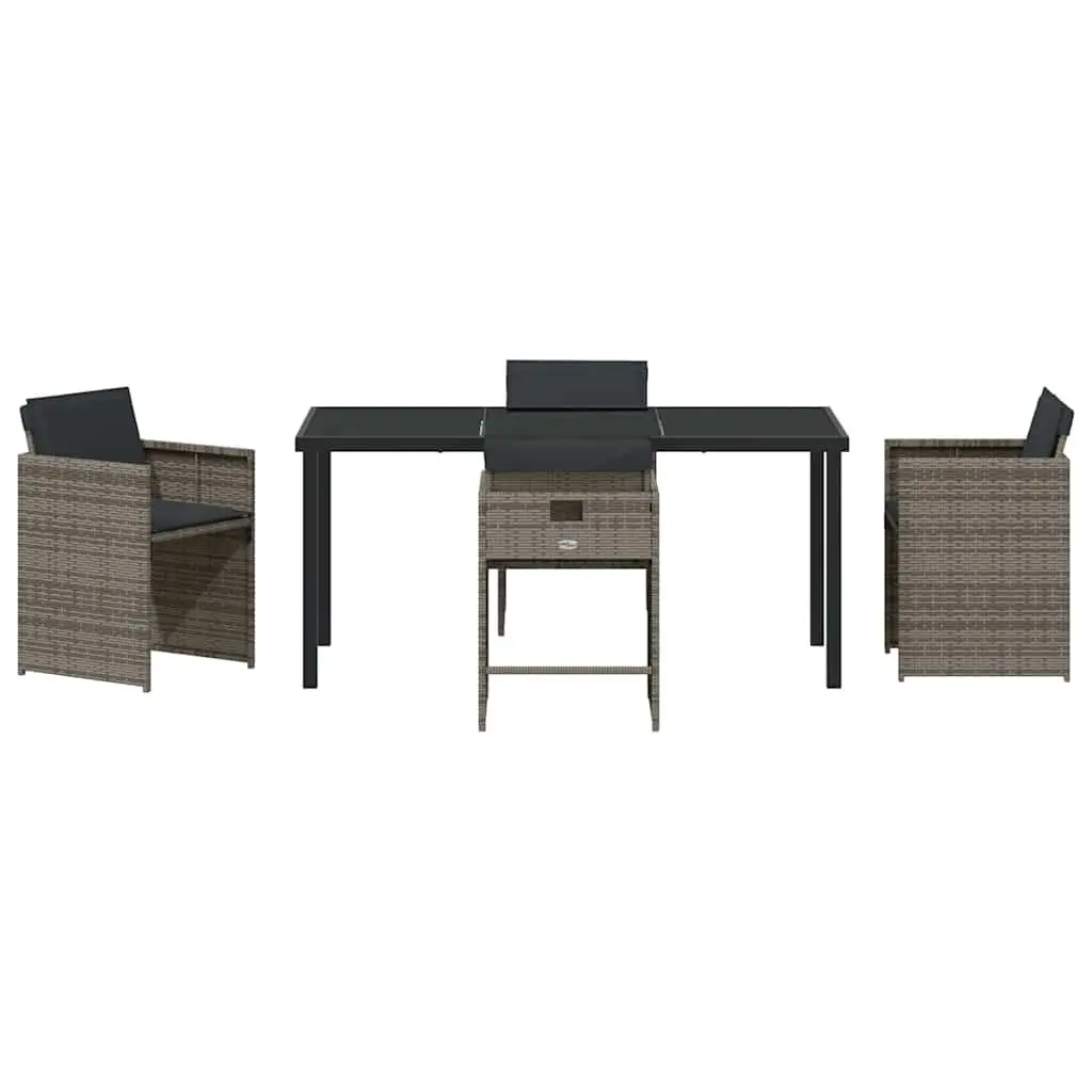 Garden Dining Set Grey 5 Piece Outdoor Furniture Rattan Table Chairs