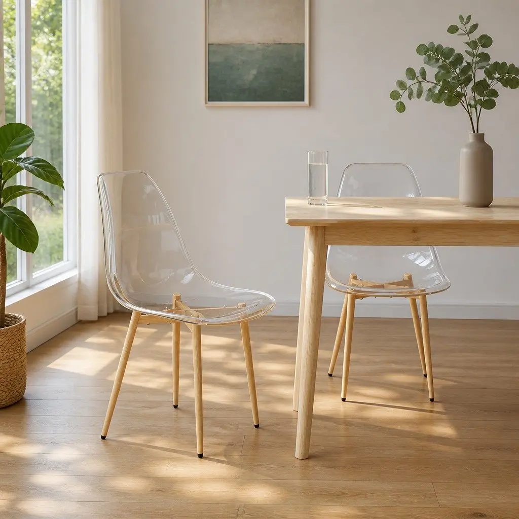 Dining Chairs Transparent Seat 2 Piece Ergonomic Backrest