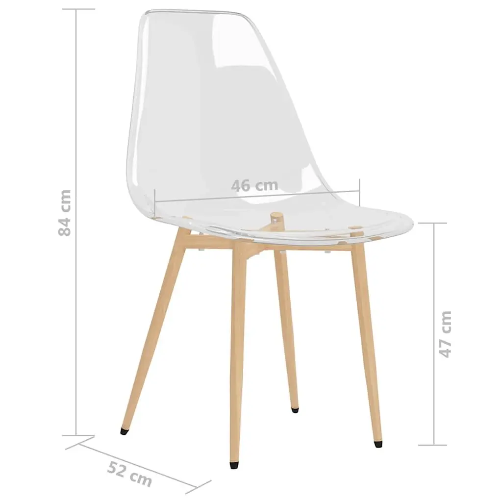 Dining Chairs Transparent Seat 2 Piece Ergonomic Backrest