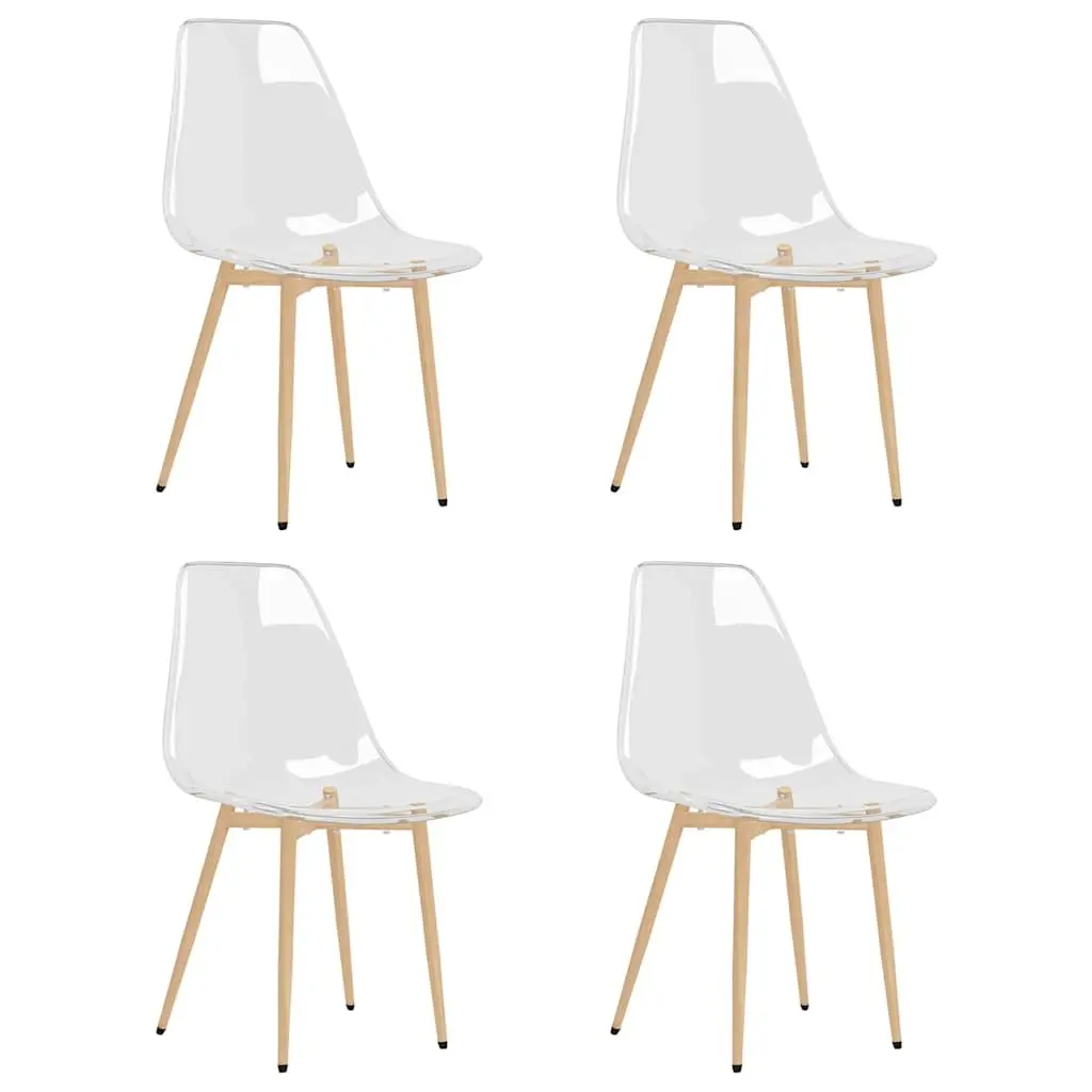 Dining Chairs Transparent Seat Ergonomic Backrest 4 Piece